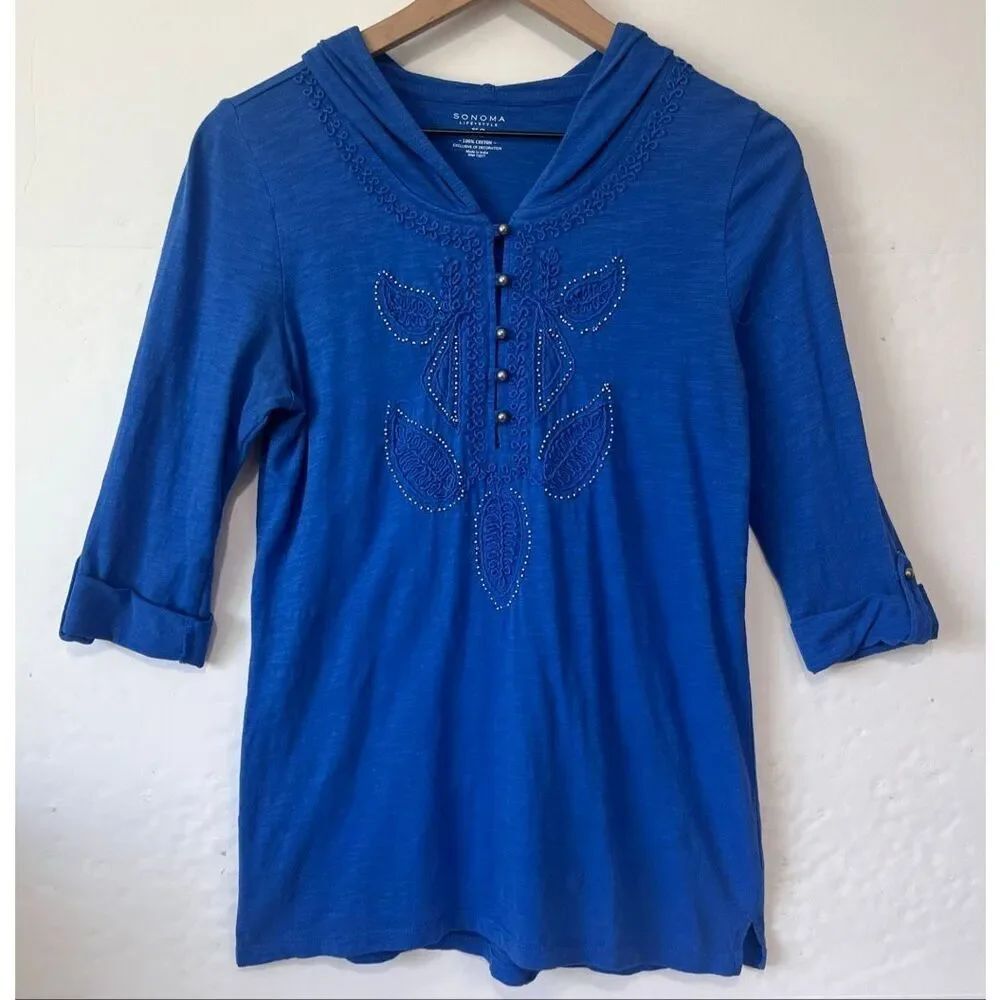 Sonoma Blue Hooded Tunic   Size XS